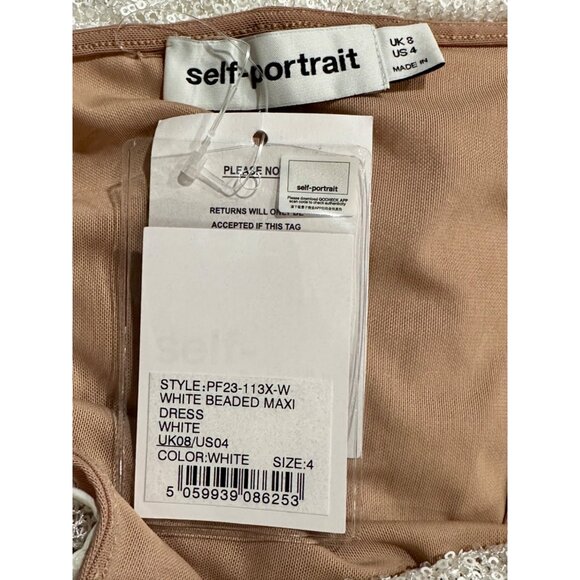 SELF-PORTRAIT Beaded Maxi Dress in White New Wedding Formal Gown Womens - Picture 8 of 16